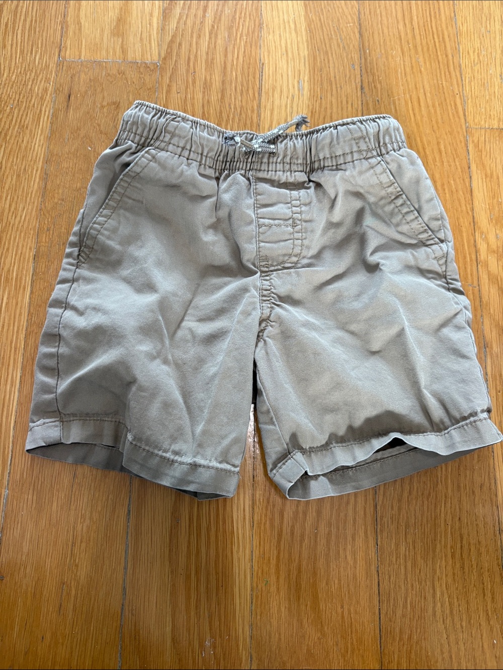 Cat & Jack Boys' Khaki Elastic-Waist Pull-On Shorts with drawstring, 3T
